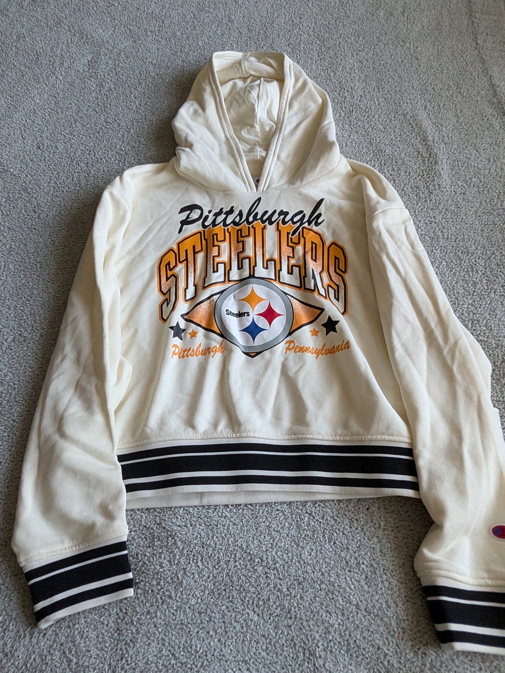 🌼B2G1🌼 Champion Cream Pittsburgh Steelers Hooded Pullover NWT